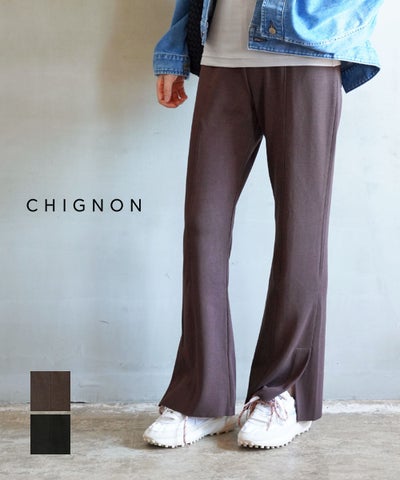 CHIGNON(シニヨン) ソフトリブフレアパンツ