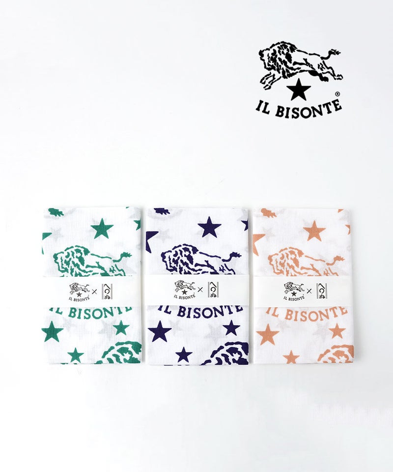 IL BISONTE(イルビゾンテ) ランダムバイソンロゴ てぬぐい ブルー(39)