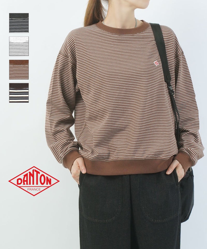 DANTON(ダントン) ロングスリーブ スウェットTシャツ BLACK×WHITE(BKWH)