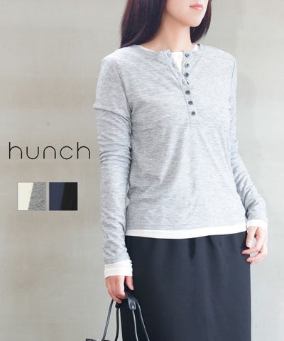 hunch(ハンチ) リブ×パワーネットレイヤードヘンリープルオーバー