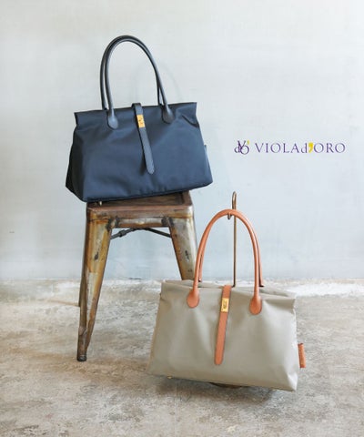 VIOLAd'ORO(ヴィオラドーロ) BIANCA ターンロック付き ナイロントートバッグ Lサイズ