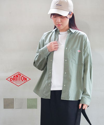 DANTON(ダントン) ドットボタンレギュラーカラーロングスリーブシャツ チェック