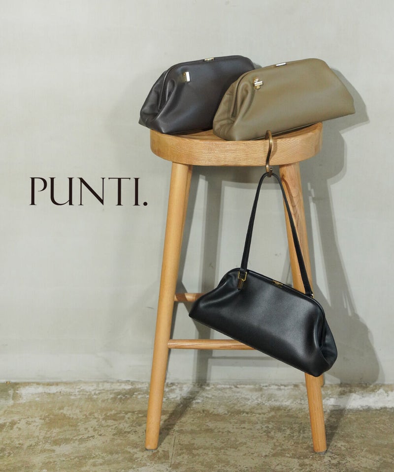 PUNTI.(プンティ) ボストンバッグ ショルダーバッグ レザー 牛革 ECLAIR M BLACK(BLK)