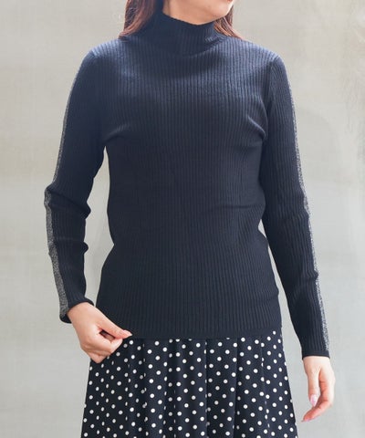BLUE FRONCE(ブルーフロンセ) リブ ニット トップス セーター 長袖 ハイネック 洗える チクチクしない 吸湿発熱 きれいめ ハイネック ニットプルオーバー