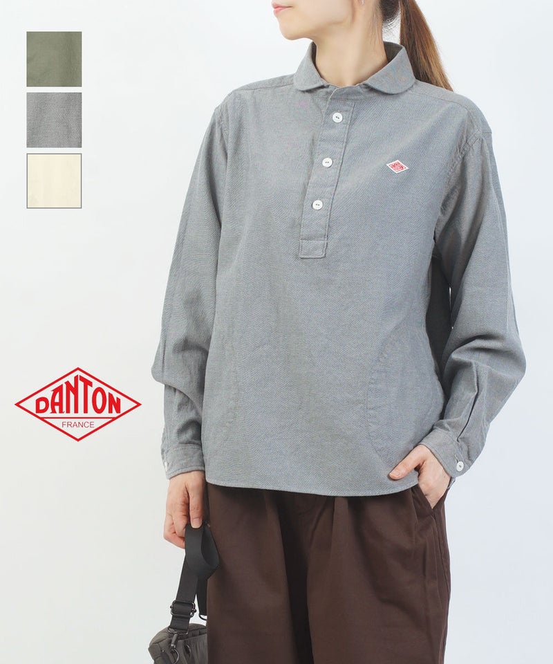 DANTON(ダントン) ラウンドカラー プルオーバーシャツ OLIVE CHAMBRAY(OLVC)