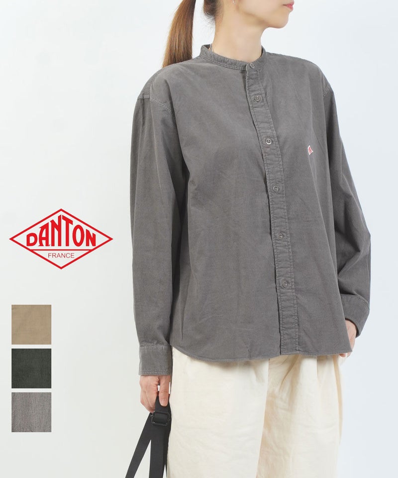 DANTON(ダントン) コーデュロイ バンドカラーシャツ SAND BEIGE(SBEG)