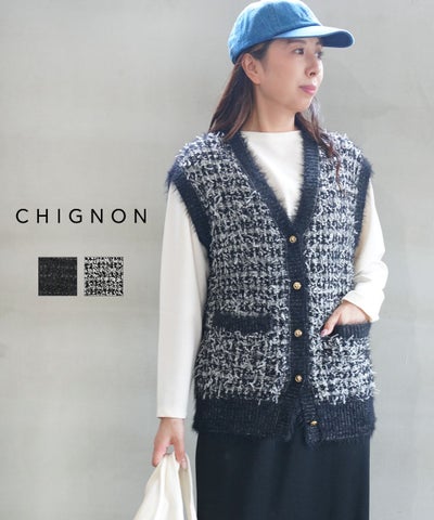 CHIGNON(シニヨン) フェザーツイードニットベスト