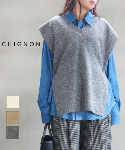CHIGNON(シニヨン) サイドオープンVネックニットベスト