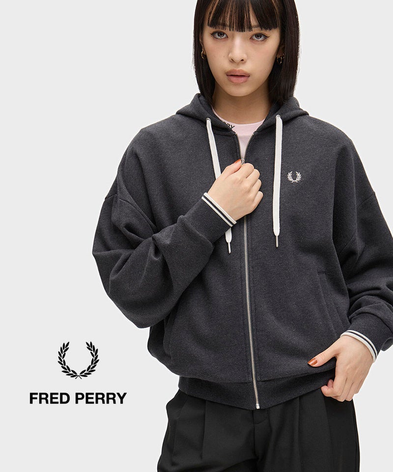 FRED PERRY(フレッドペリー) Hooded Zip-Through Sweatshirt CHARCOAL MARL(948)