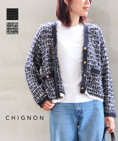 CHIGNON(シニヨン) フェザーツイードニットカーディガン