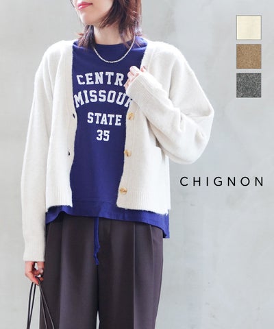 CHIGNON(シニヨン) サイドオープンVネックニットカーディガン