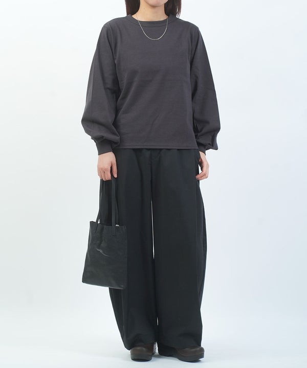 mizuiro ind(ミズイロインド) ロンT 綿100 コットン 長袖 カットソー パフスリーブ クルーネック カジュアル 大人可愛い シンプル パフスリーブロングT（2枚目）