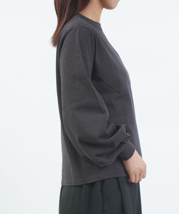 mizuiro ind(ミズイロインド) ロンT 綿100 コットン 長袖 カットソー パフスリーブ クルーネック カジュアル 大人可愛い シンプル パフスリーブロングT（8枚目）