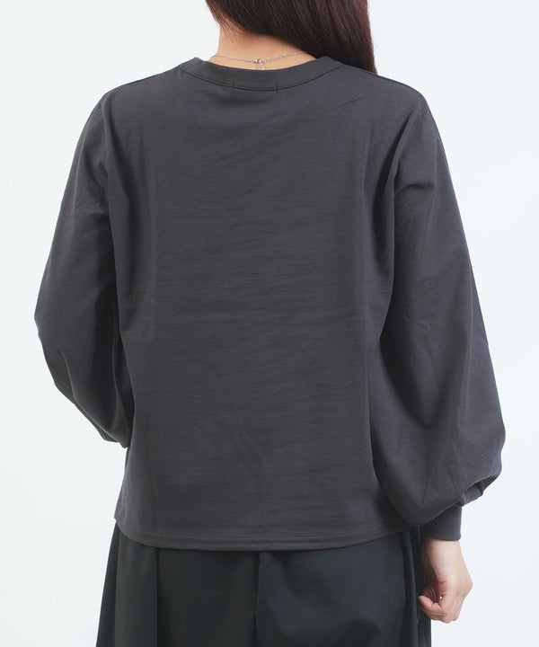 mizuiro ind(ミズイロインド) ロンT 綿100 コットン 長袖 カットソー パフスリーブ クルーネック カジュアル 大人可愛い シンプル パフスリーブロングT（9枚目）