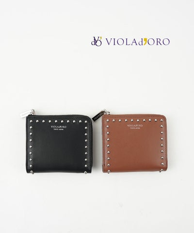 VIOLAd'ORO(ヴィオラドーロ) スタッズ付き 二つ折り財布 PORTA