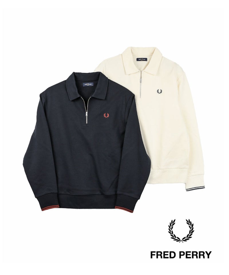 FRED PERRY(フレッドペリー) Half Zip Collared Sweatshirt ECRU(170)