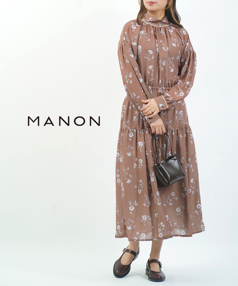 MANON(マノン) オリジナルフラワーパイピングギャザーワンピース フワラー(FLOW)