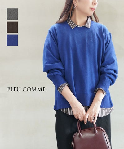BLEU COMME.(ブルーコム) コットンカシミヤクルーネック長袖