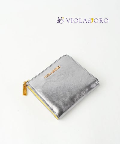 VIOLAd'ORO(ヴィオラドーロ) メタリックレザー 二つ折りL字型財布 PORTA