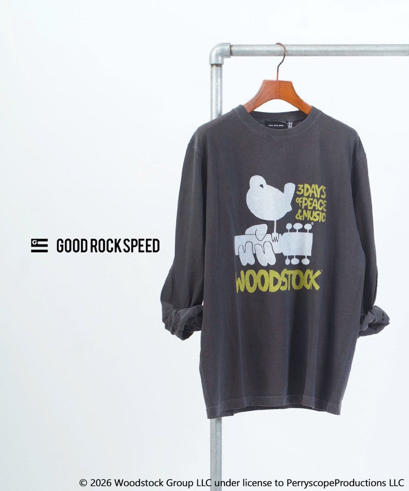 GOOD ROCK SPEED(グッドロックスピード) WOODSTOCK SYMBOLIC ART LS T-SHIRT チャコール(CHA)
