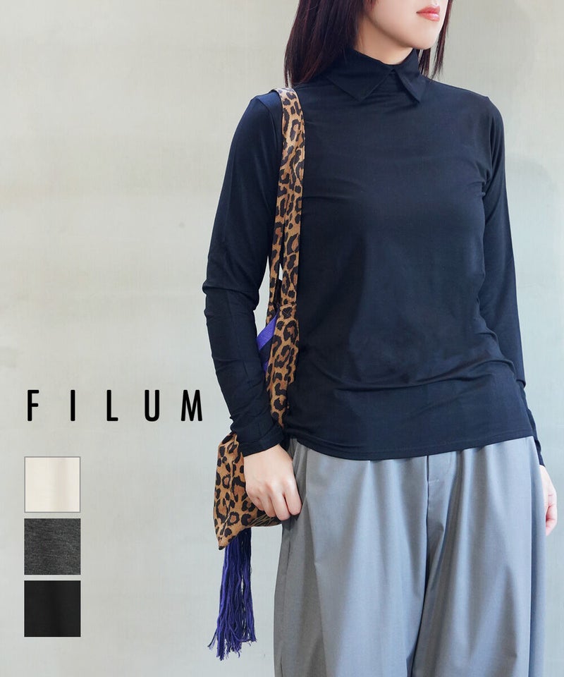 FILUM(フィルム) トロフワストレッチ2WAYネックプルオーバー オフホワイト(A)