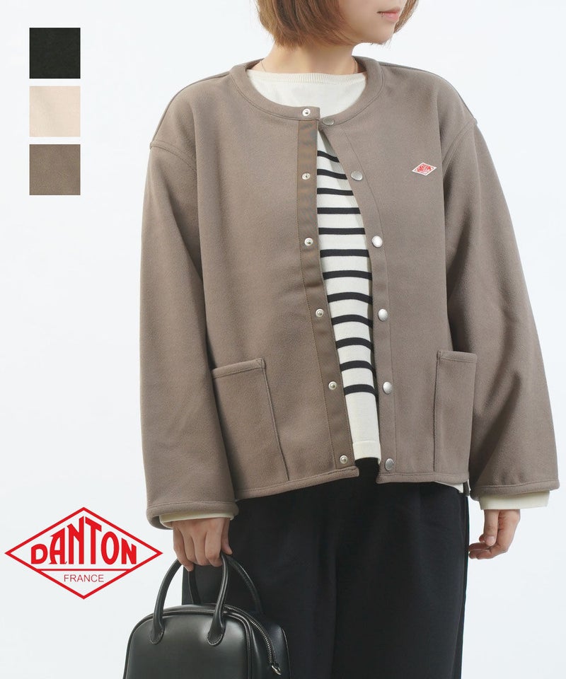 DANTON(ダントン) フリースライク カラーレスジャケット BLACK(BLK)