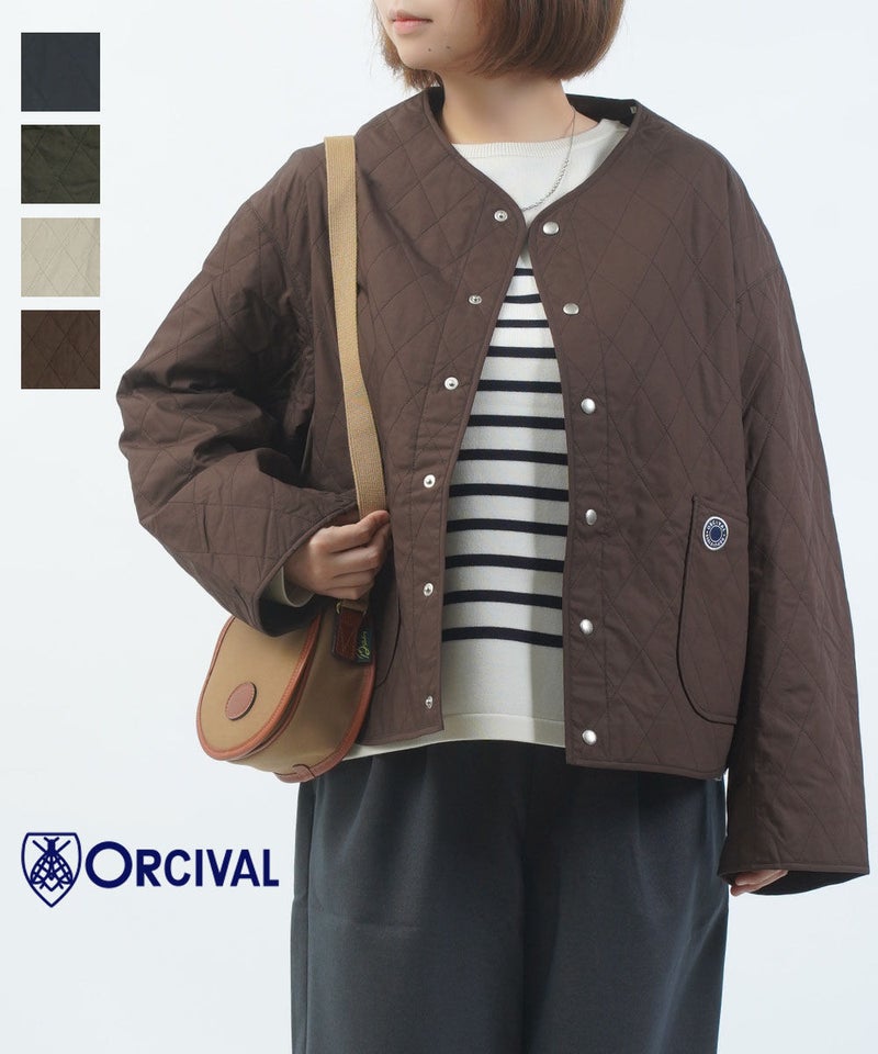 ORCIVAL(オーチバル・オーシバル) コットンタイプライター ノーカラーパイピングジャケット DK.NAVY(DNVY)
