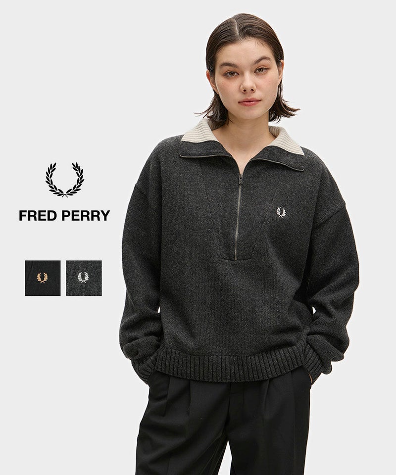 FRED PERRY(フレッドペリー) HALF ZIP JUMPER BLACK(102)