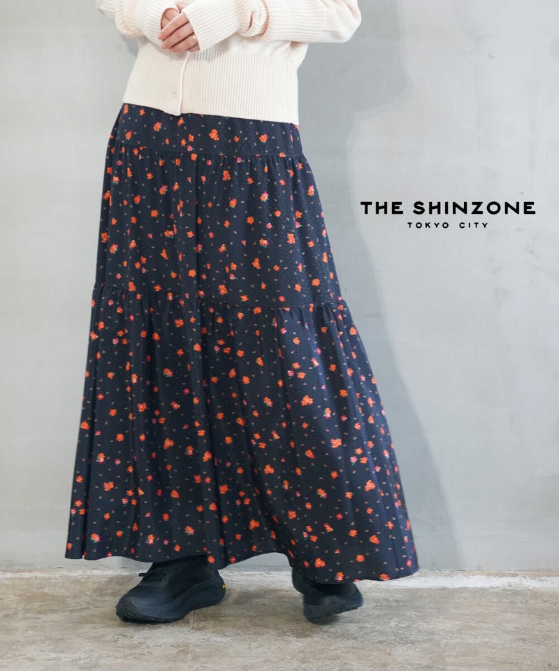 THE SHINZONE(ザ シンゾーン) TINY BLOSSOM PRINTED SKIRT BLACK(07)
