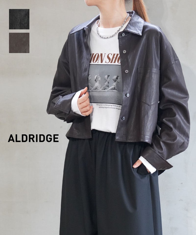 ALDRIDGE(アルドリッジ) フェイクレザーシャツ ブラック(03)