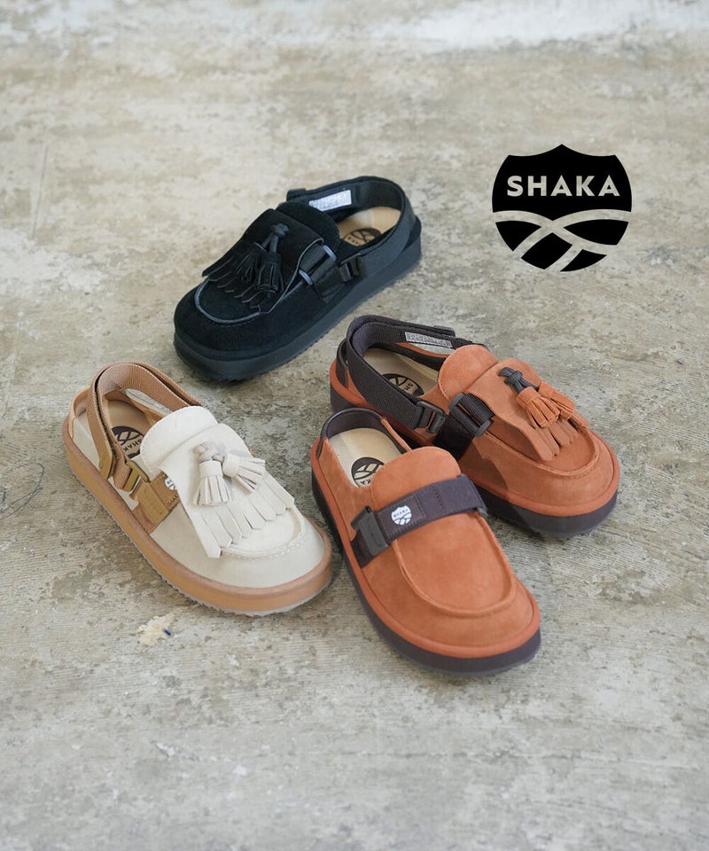 SHAKA(シャカ) ミュールサンダル MOC MULE TASSEL SUEDE BEIGE(BEG)