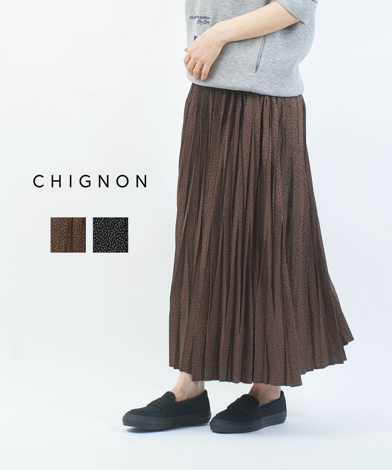CHIGNON(シニヨン) レオパドットリズムプリーツスカート ブラウン(BRN)