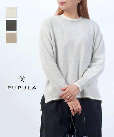 PUPULA(ププラ) フォックスウール クルーネック プルオーバー