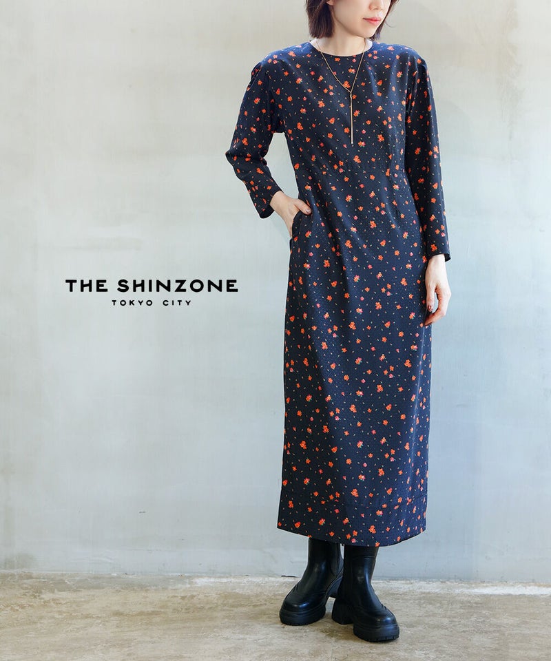THE SHINZONE(ザ シンゾーン) TINY BLOSSOM PRINTED DRESS BLACK(07)