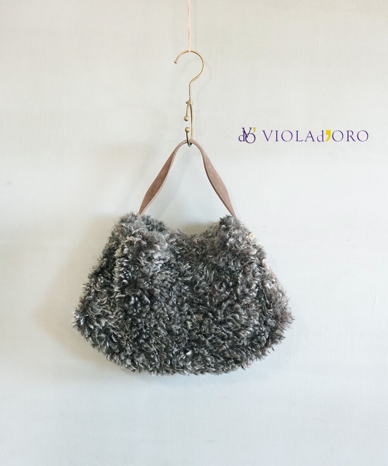 VIOLAd'ORO(ヴィオラドーロ) ELMO チキャンラムエコファー トートバッグ ダークブラウン(DBRN)