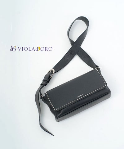 VIOLAd'ORO(ヴィオラドーロ) スタッズ付き イタリアンレザー ボディバッグ MIRO